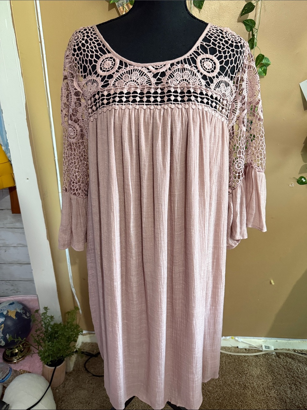 Indigo Rose Women's Rose Crochet Yoke Tunic